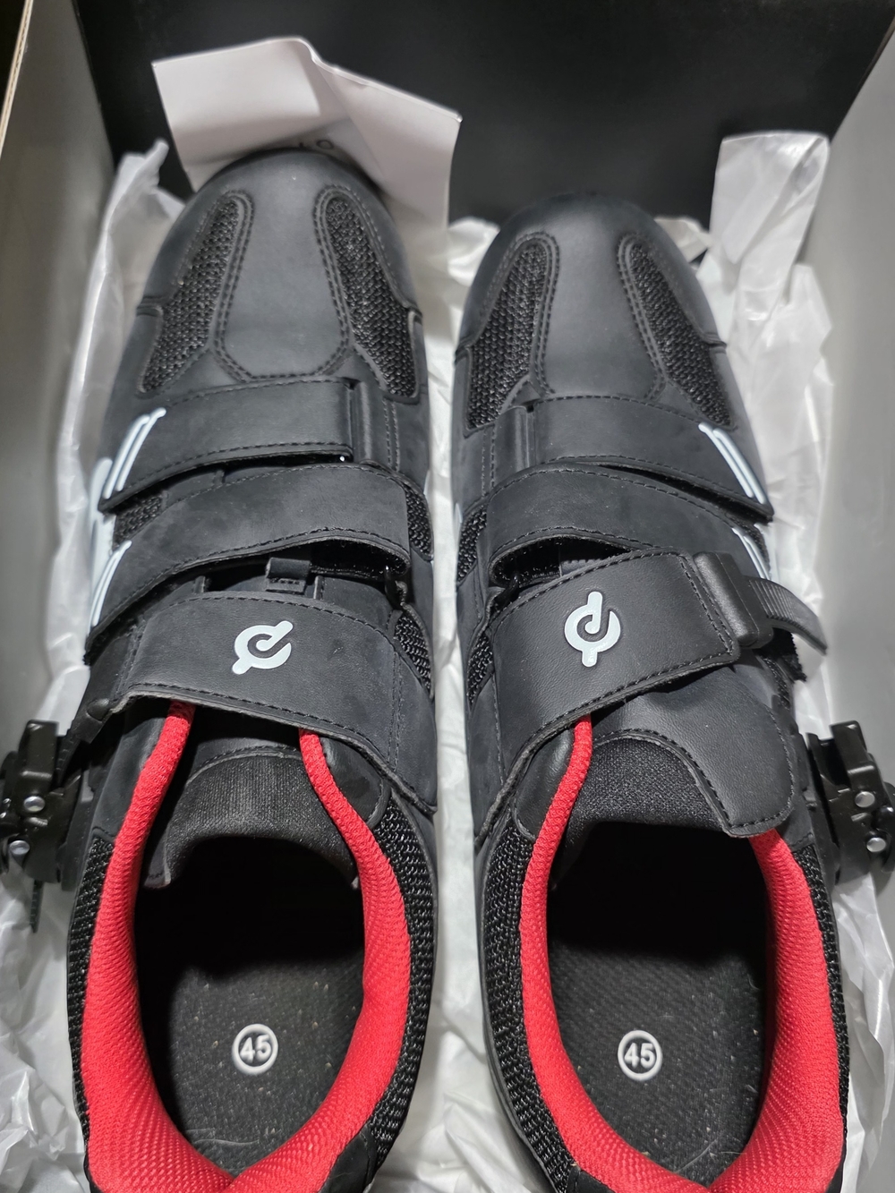 Peloton Men's Black Cycling Shoes with Red Lining
